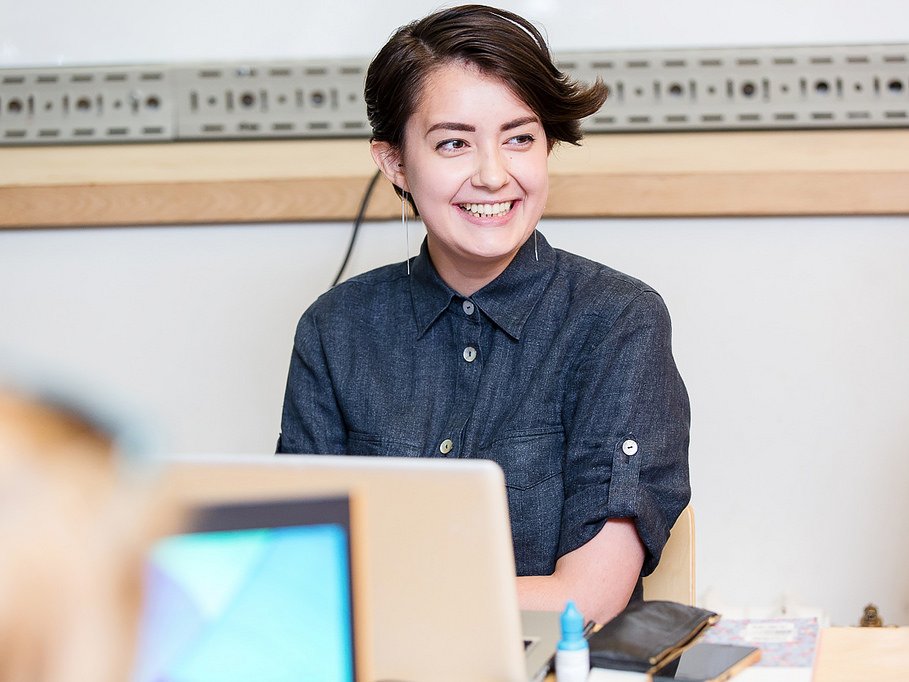 working happy smiling work job laptop