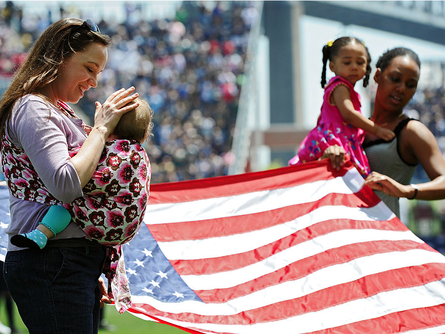 US flag America mothers children babies moms