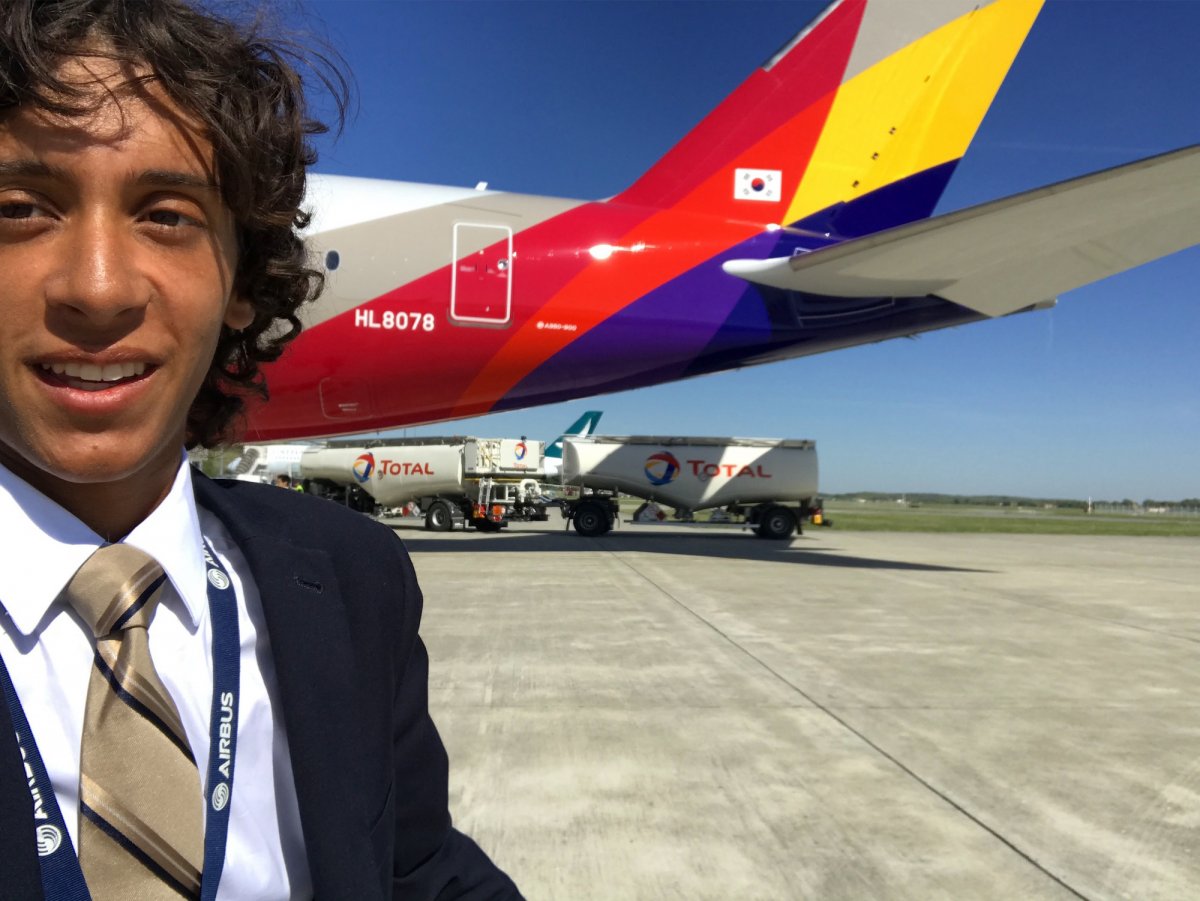 This is 20-year-old Alex Macheras, the aviation expert who travels the world in first class on empty planes, testing out every seat before they're delivered to their clients.