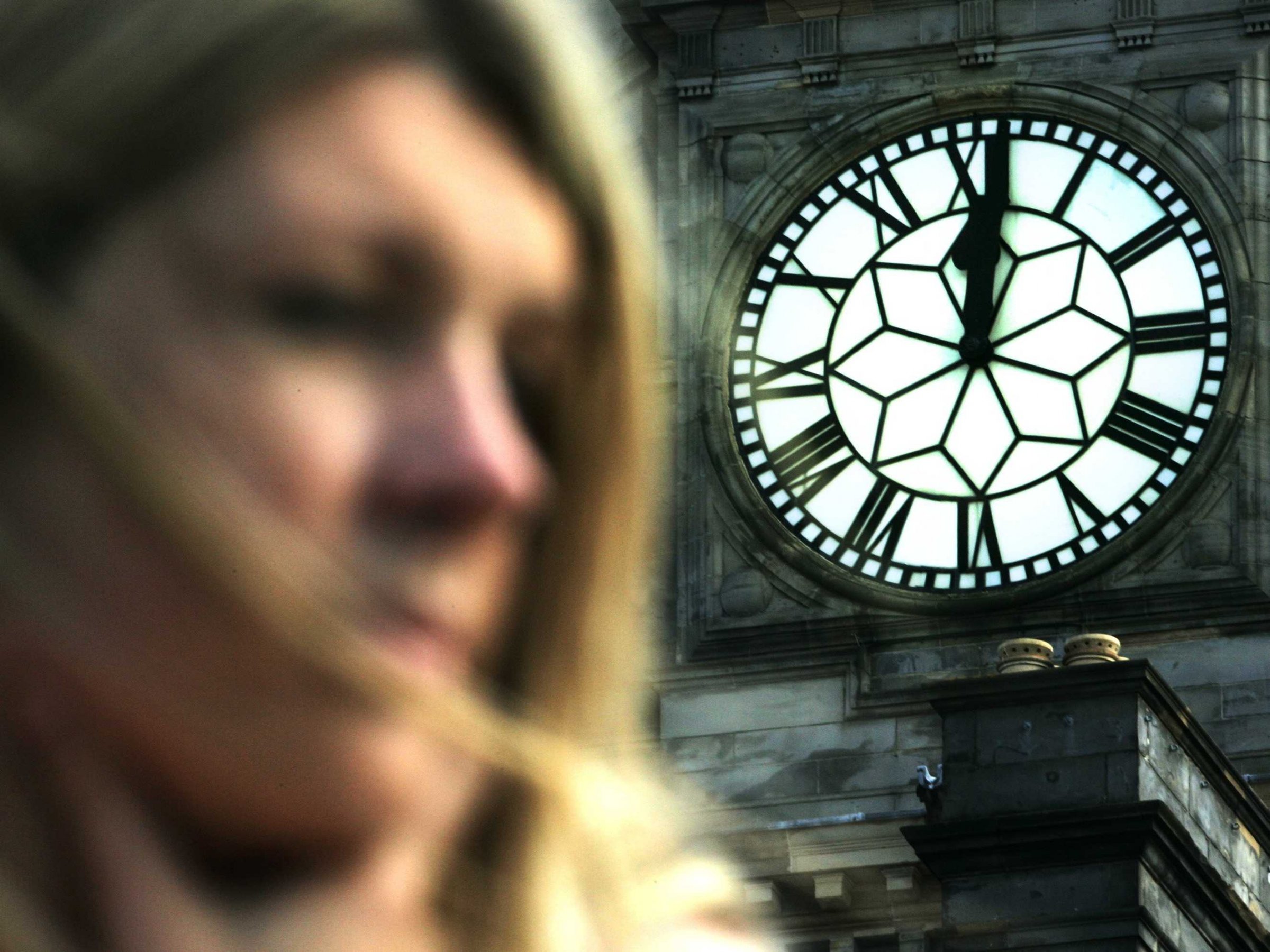 woman and clock