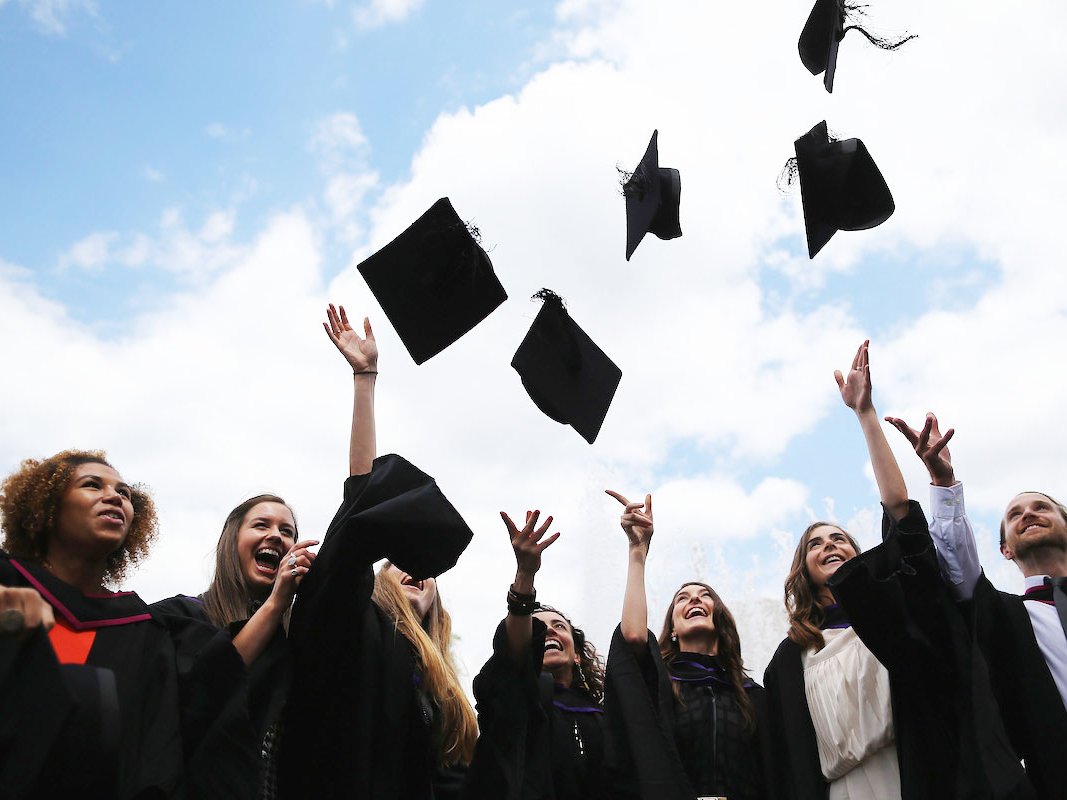 College Graduates Tossing Caps