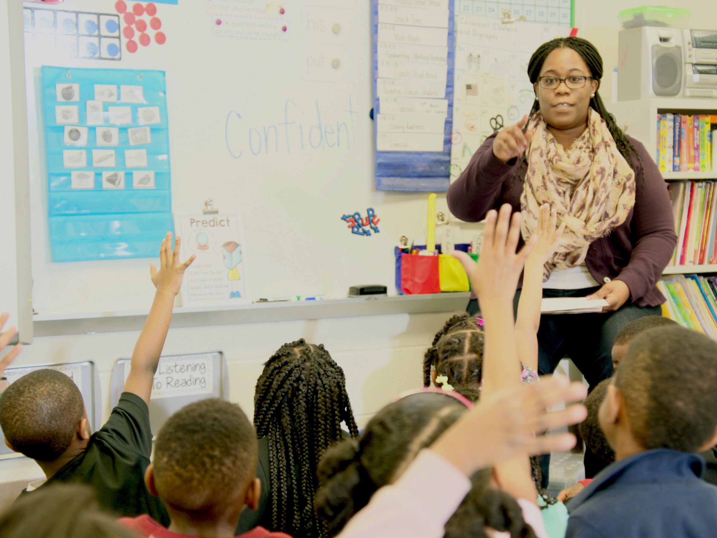 classroom hands up