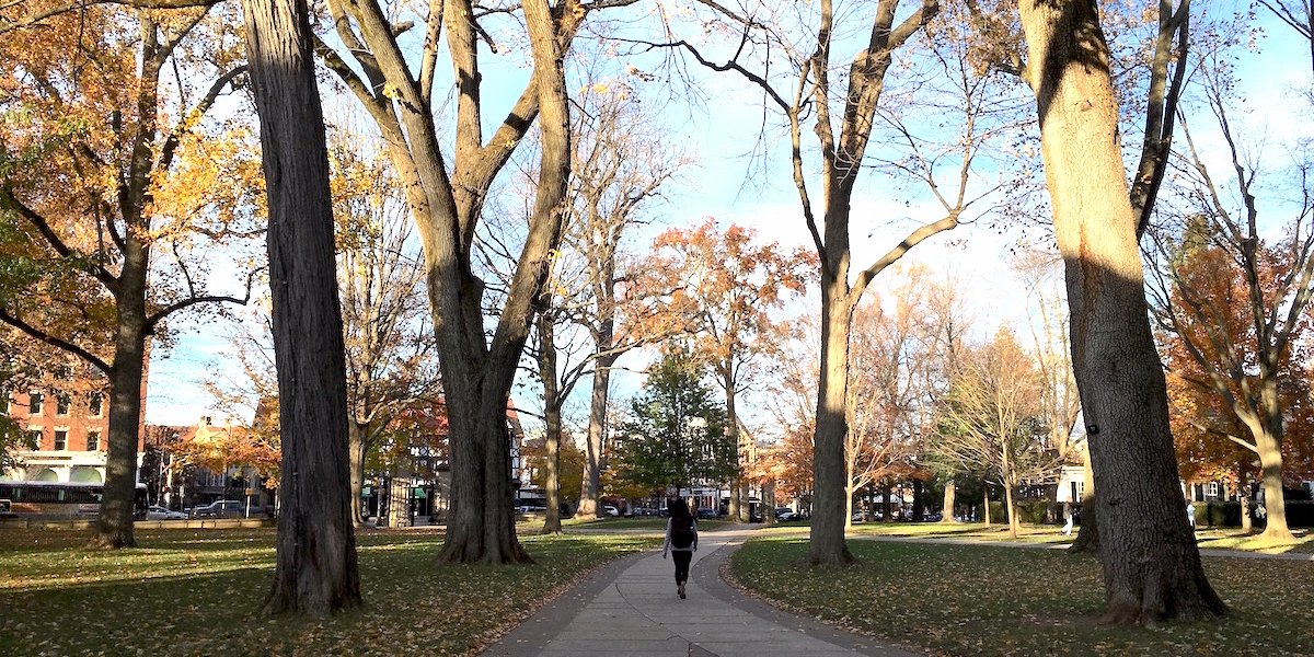 princeton student walking off campus