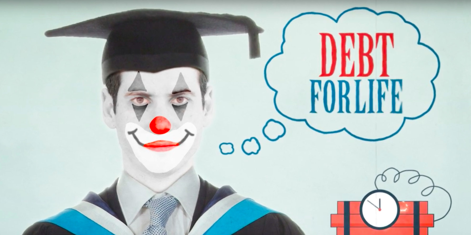 one man mambo student loan clown