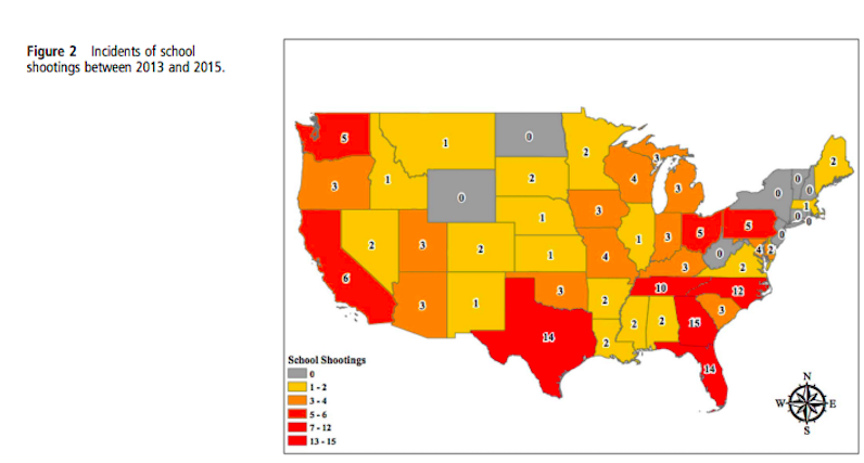 school shootings per state 2013-2015