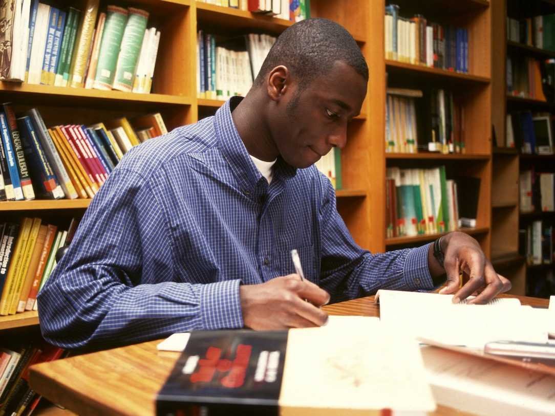 Student Studying in Library