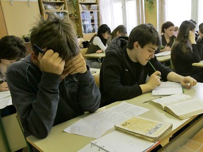 Students taking a test