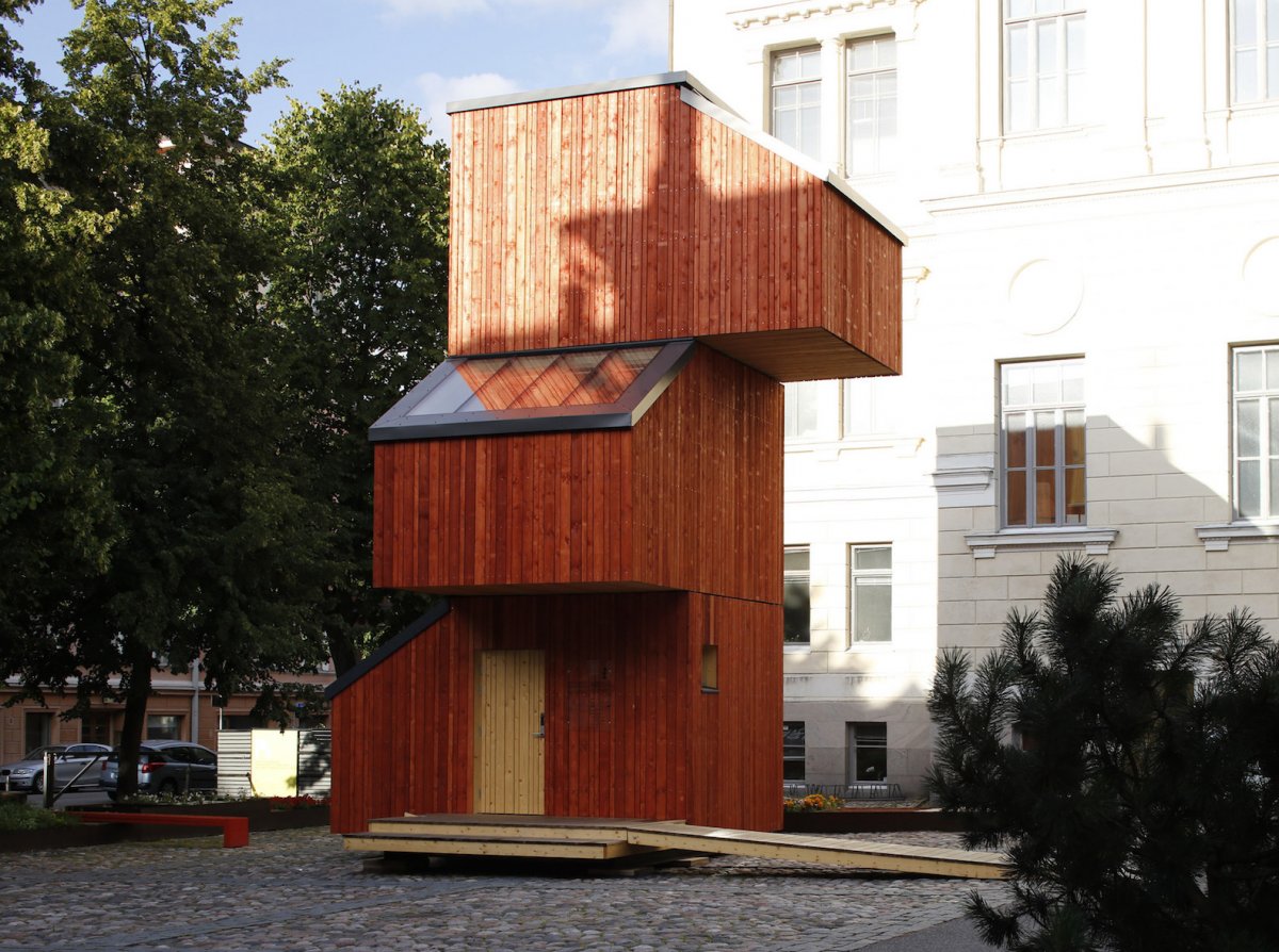 The 380-square-foot Kokoon is made of three modules stacked on top of each other.