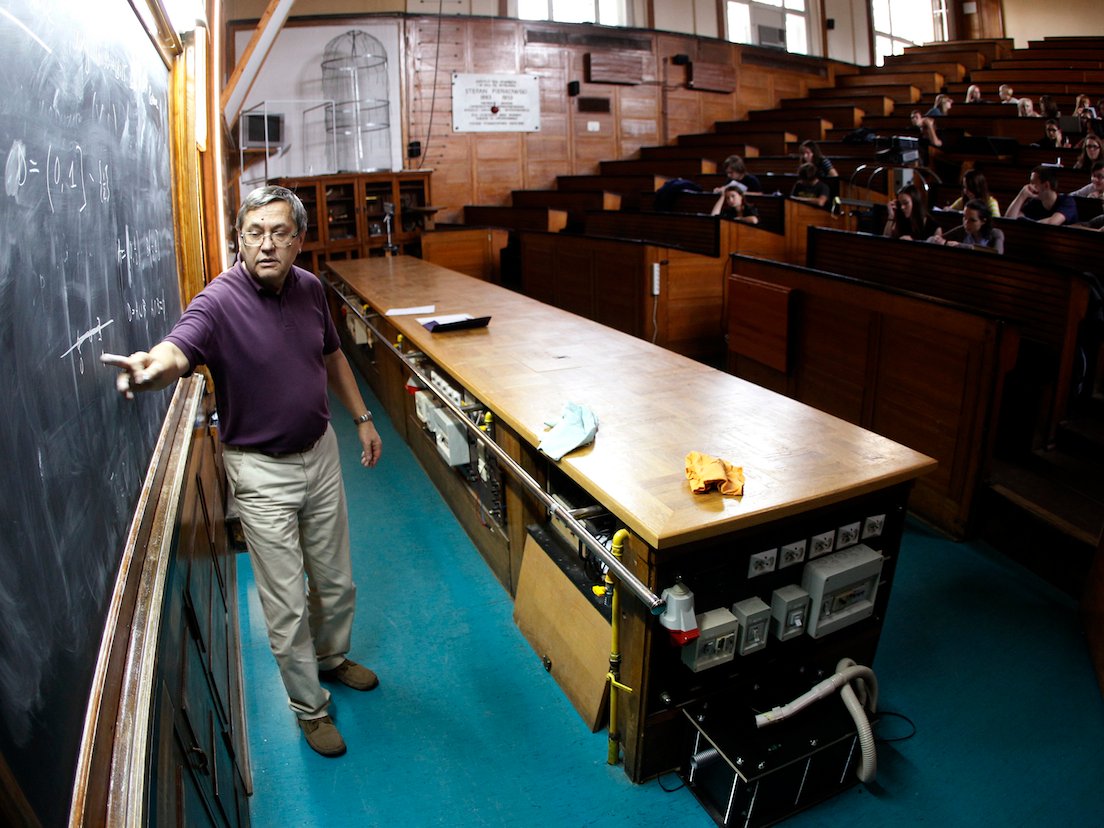 Professor College Students Lecture Classroom