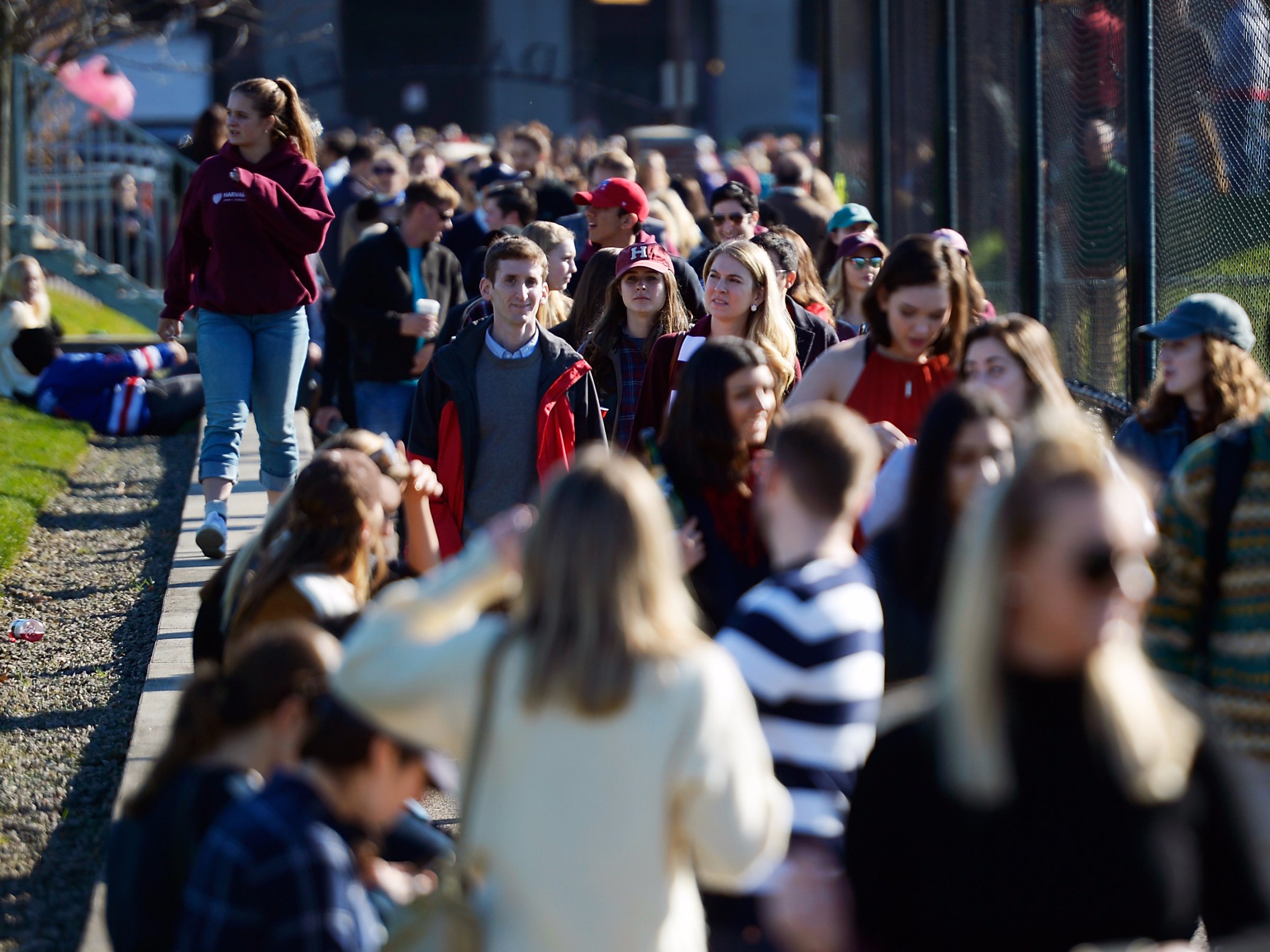 Fans tailgate before the game between the Harvard Crimson and the Yale Bulldogs at Harvard Stadium on November 19, 2016 in Boston, Massachusetts.